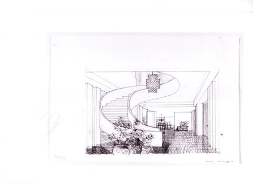 Interior perspective of staircase