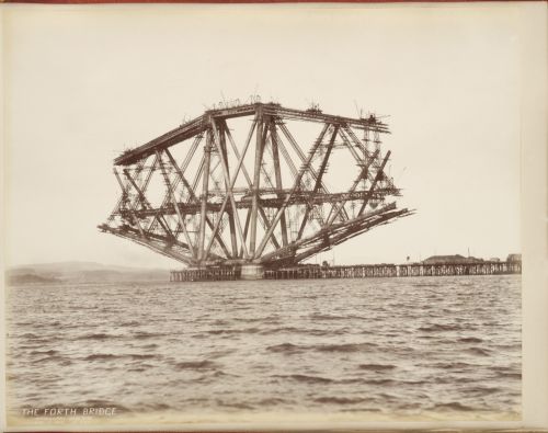 View of the Forth Bridge under construction, Firth of Forth, Scotland, United Kingdom
