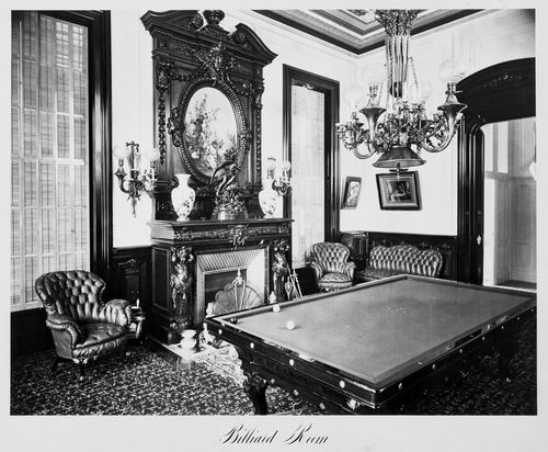 View of the billiard room, Thurlow Lodge, Menlo Park, California