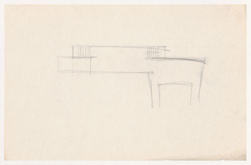 Partial sketch plan for an auditorium for Illinois Institute of Technology, showing its connection to other buildings