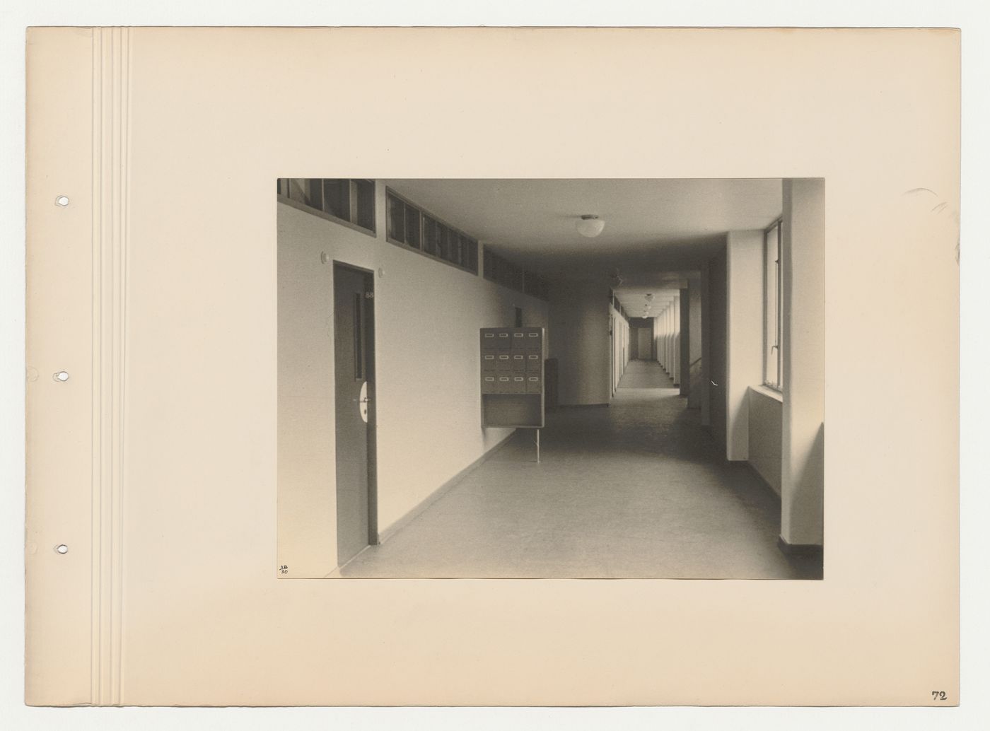 Interior view of a corridor with mailboxes, Budge Foundation Old People's Home, Frankfurt am Main, Germany