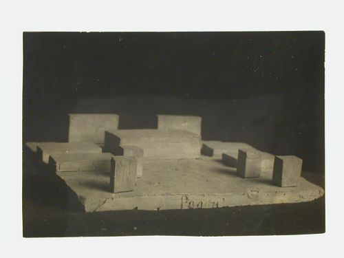 Photograph of a student model on the topic "Combination of Simple Geometric Forms" for the "Volume" course at the Vasi (Higher Institute for Architecture and Construction), Moscow