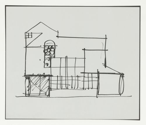 Conceptual sketch of the east elevation for the Hanks-Paré Residence, Tuxedo Park, New York