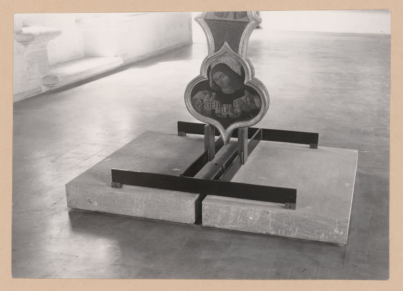 View of the base and stand of a freestanding painted crucifix, Palazzo Abatellis, Galleria regionale della Sicilia, Palermo, Italy