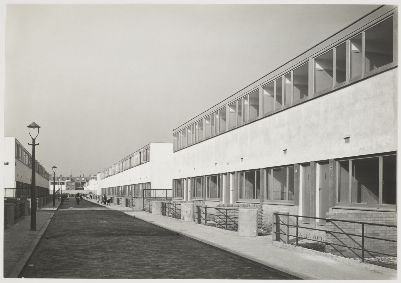 View of the principal façade of Kiefhoek Housing Estate, Rotterdam, Netherlands