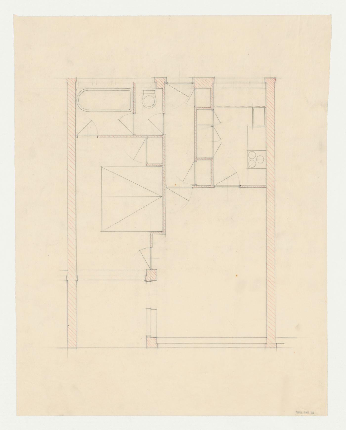 Plan for a housing unit, probably for Hellerhof Housing Estate, Frankfurt am Main, Germany
