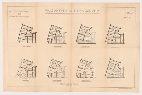 Plans and framing plans for Block 5, Spangen Housing Estate, Rotterdam, Netherlands