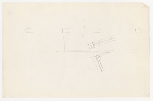 Partial sketch elevation and partial sketch plan for a window mullion for the Metallurgy Building, Illinois Institute of Technology, Chicago, with unidentified sketches