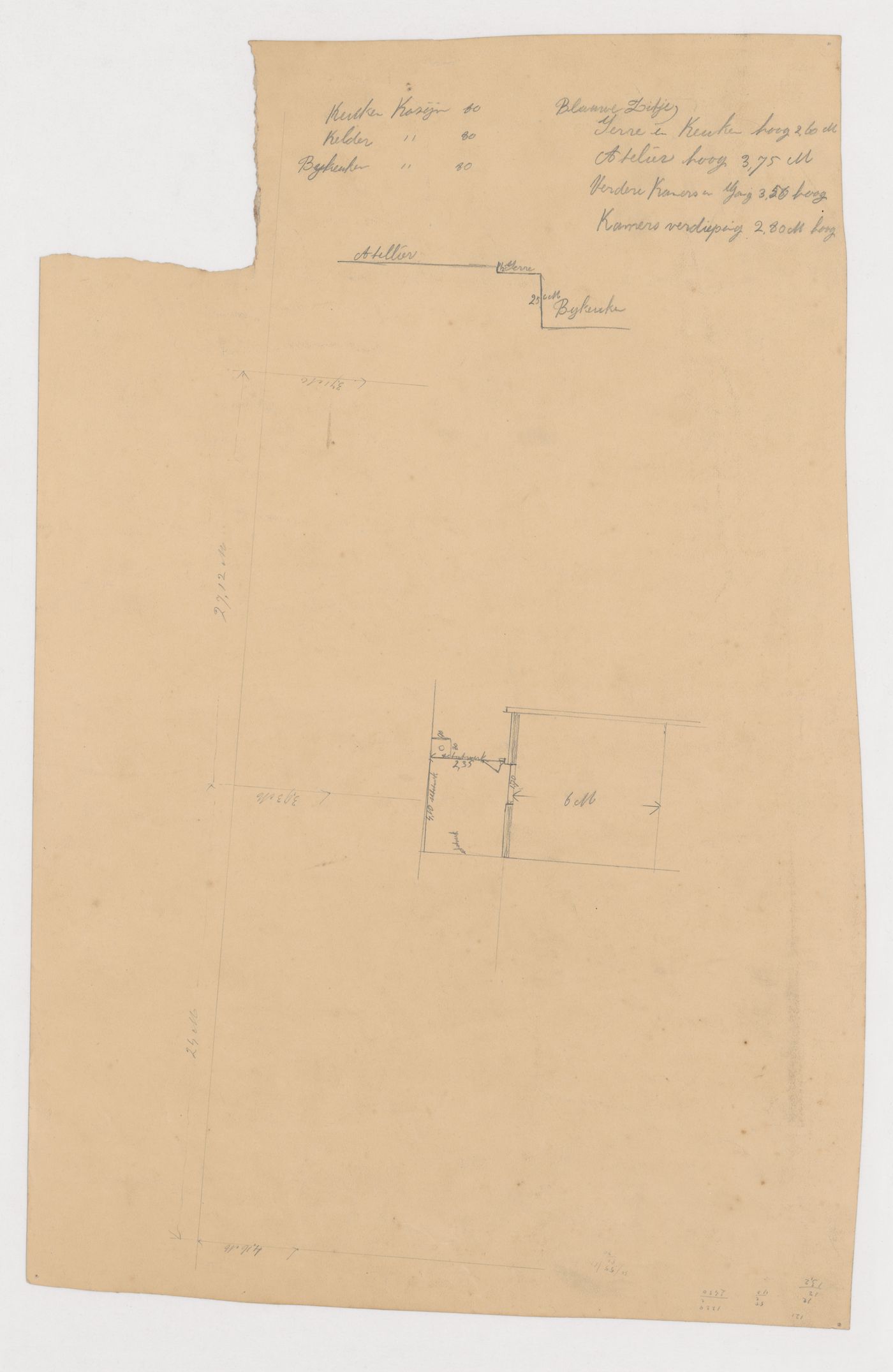 Plan, possibly for a house, Netherlands; verso: Site plan [?] for an unidentified structure, Netherlands