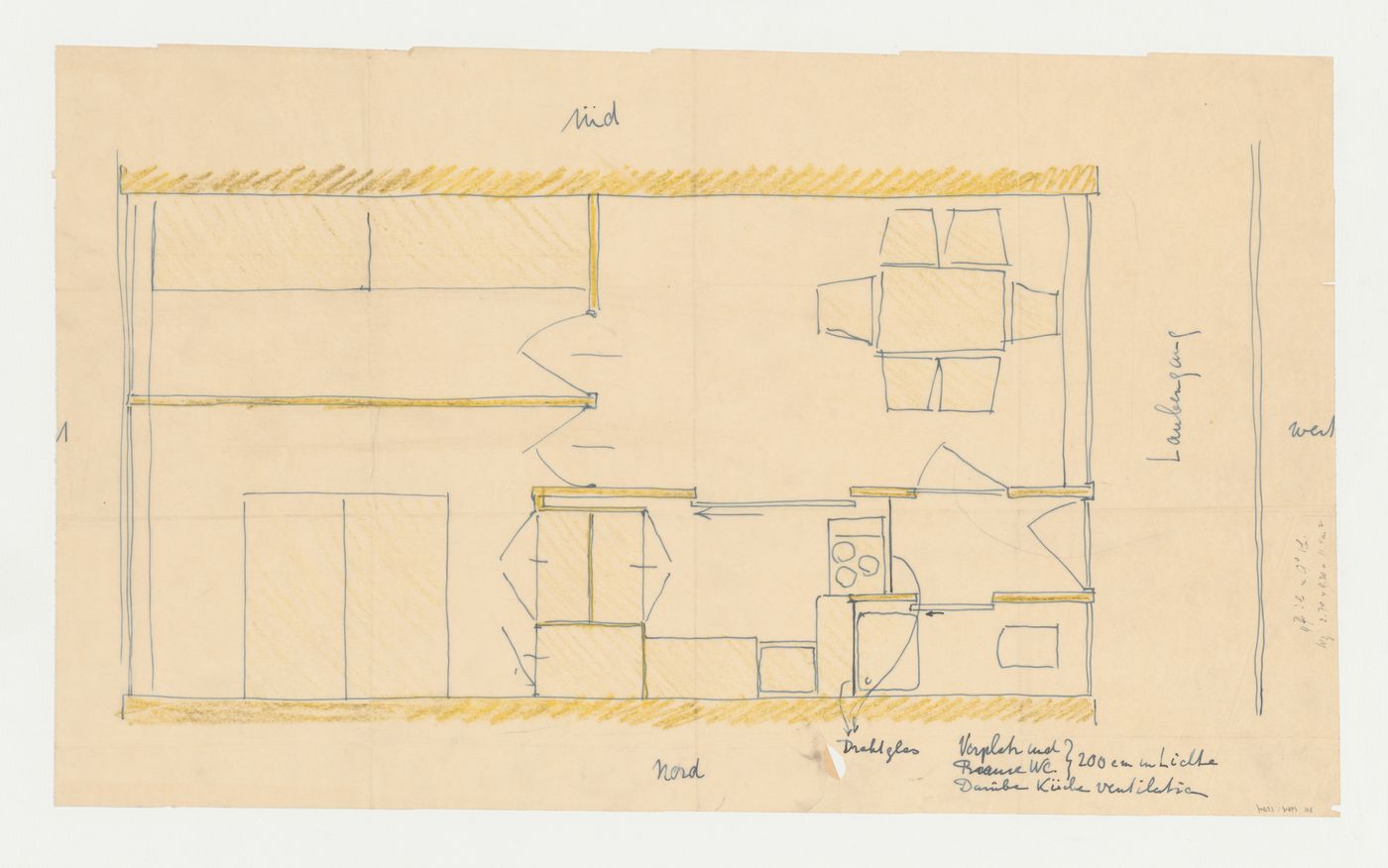 Ground floor plan for a type B housing unit, Wiesbaden, Germany