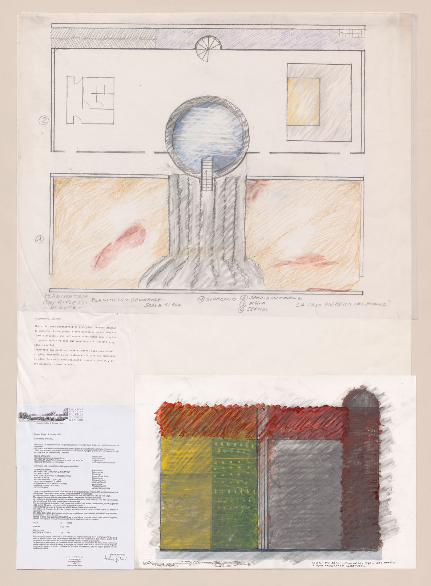 Presentation drawings for La casa più bella di architettura del mondo [The most beautiful house in the world]