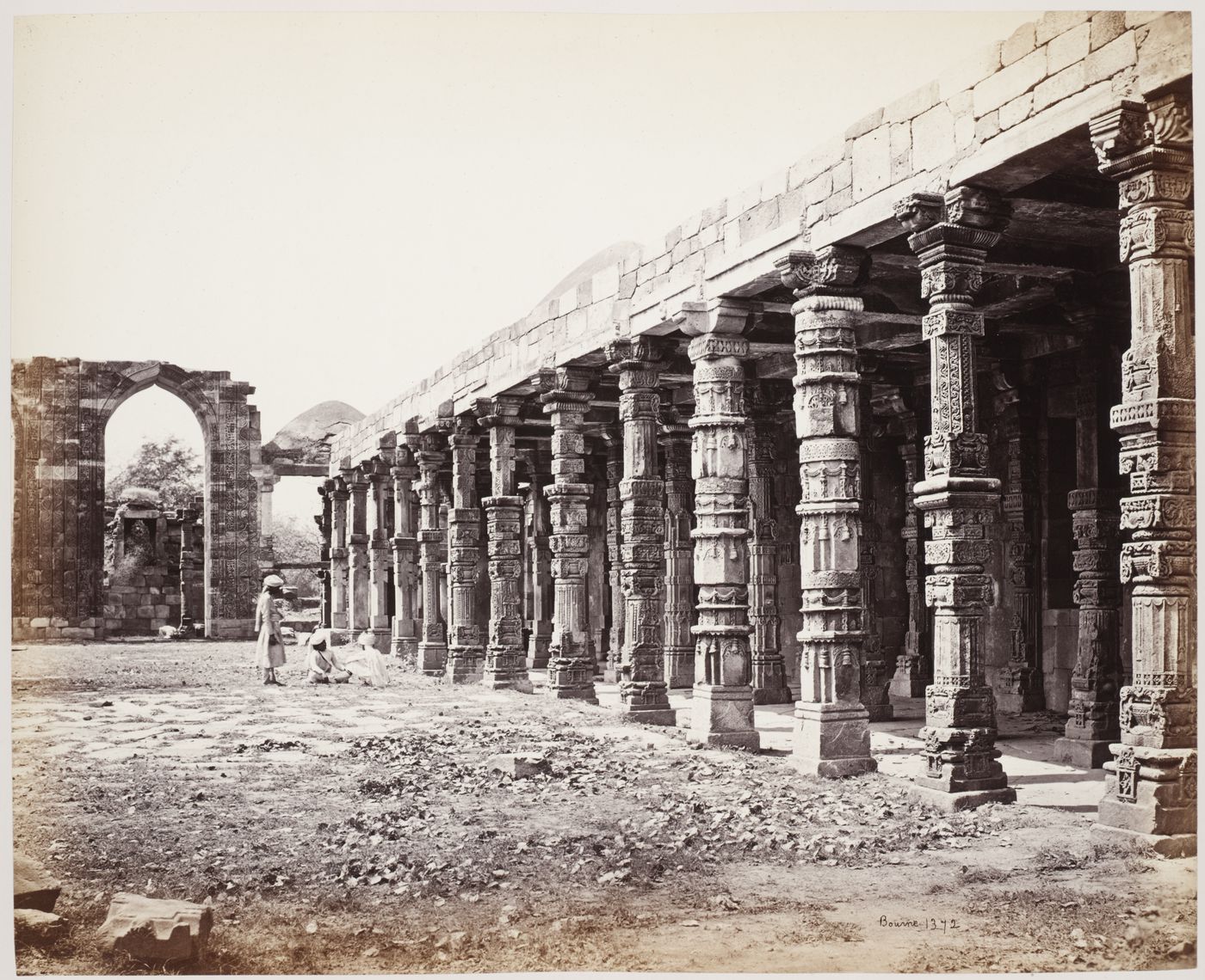 View of a colonnade, Quwwat al-Islam [Might of Islam] Mosque Complex, Delhi, India