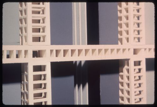 Photograph of a model for La ciudad que necesita la humanidad, Argentina, by Reginald Malcolmson and his students Mary Bylinsky and Dan Roach