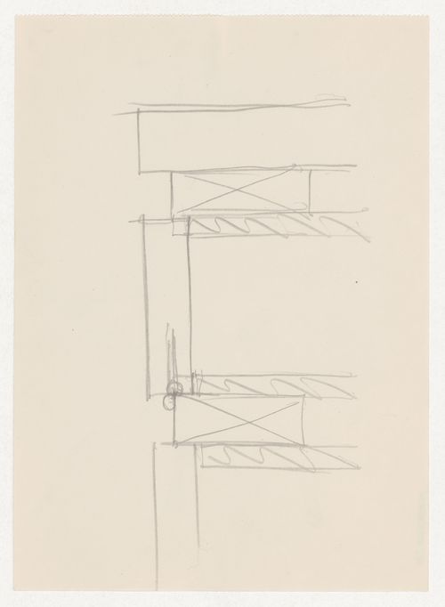 Sketch sectional detail for a window moulding [?] probably for Illinois Institute of Technology