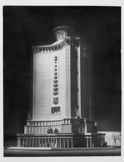 Photograph of a model for the editing block of the Izvestiia newspaper combine, Moscow