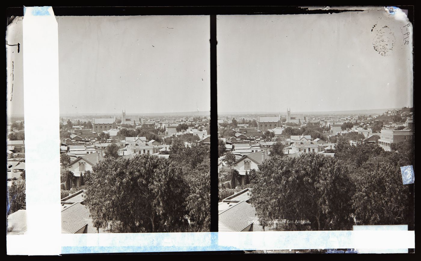 Stereograph of panorama of Los Angeles, California, United States of America