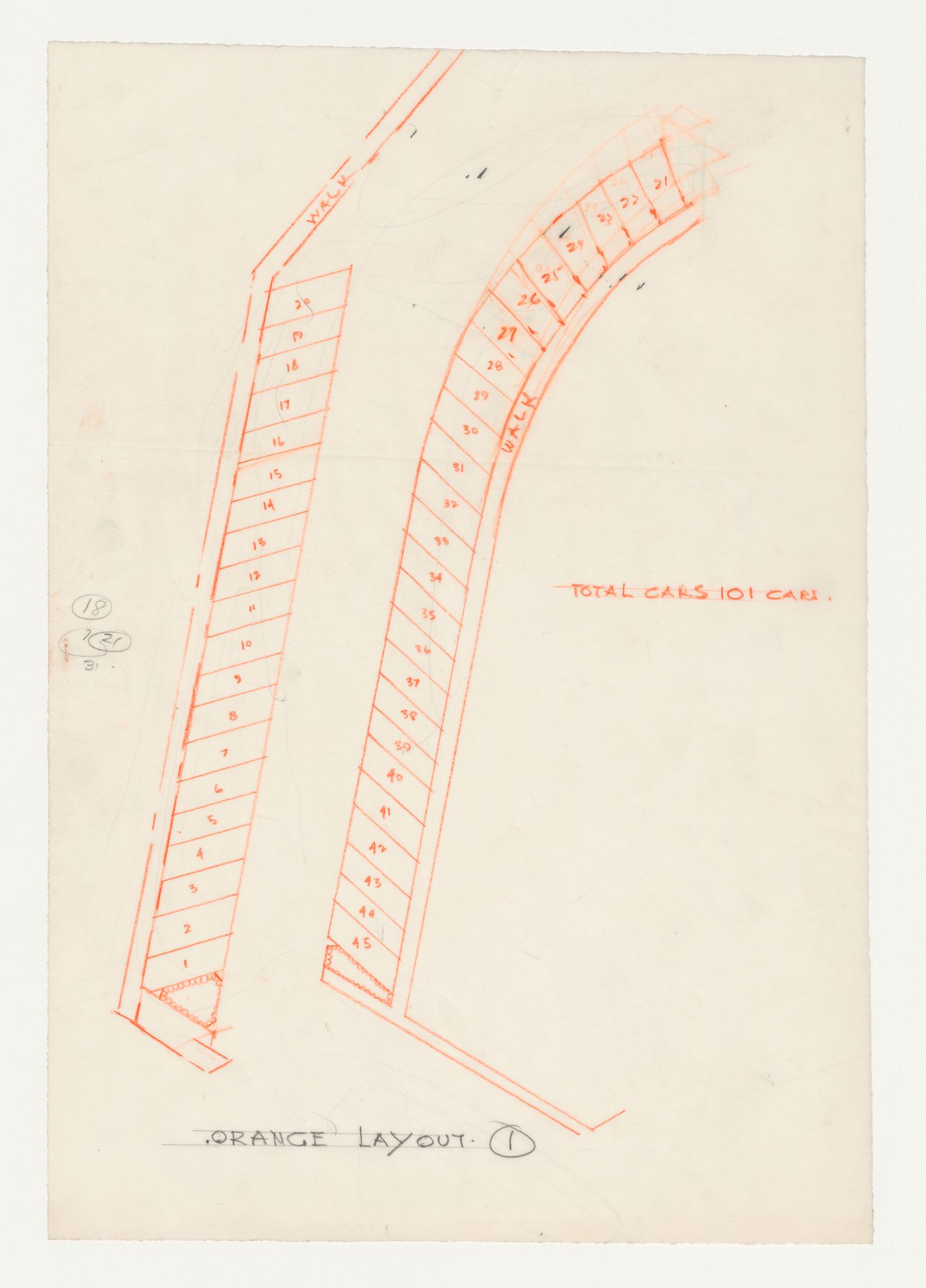 Wayfarers' Chapel, Palos Verdes, California [?]: Parking plan