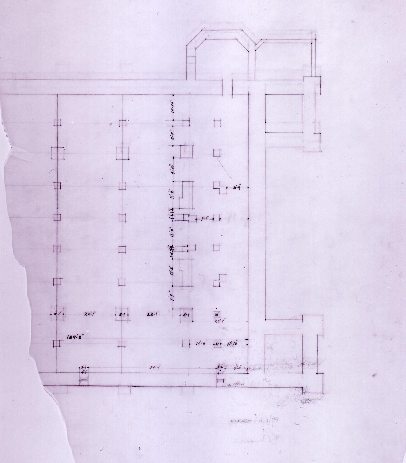 Plan of Notre-Dame de Montréal, apparently for the renovations of 1929-1949