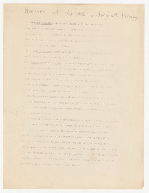 Minutes of ad hoc undergraduate's meeting