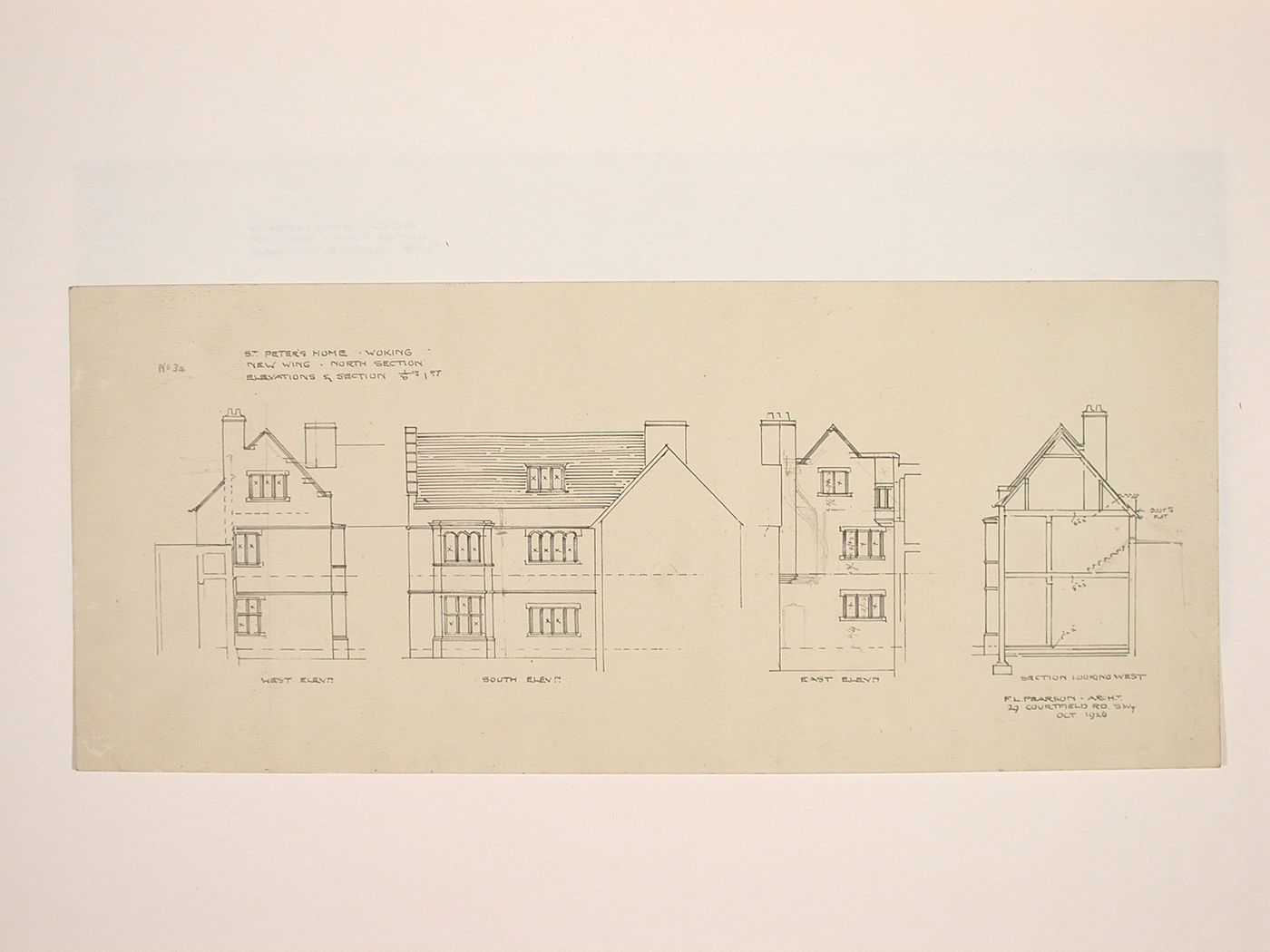 St. Peter's Home, Woking: Elevations and sections for the north portion of the new wing