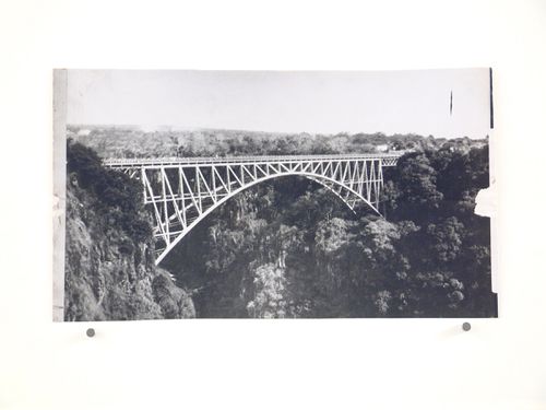 View of Victoria Falls Bridge, Zambezi River, crossing the border between Victoria Falls, Zimbabwe and Livingstone, Zambia