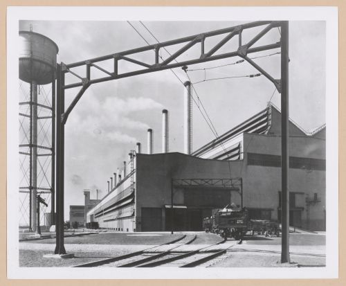View of the south and west façades of the Open Hearth Mills, Rouge River Plant, Ford Motor Company, Dearborn, Michigan