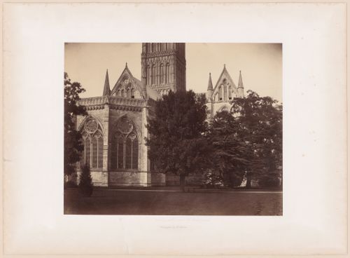 Chapter House and Cathedral, viewed from the bishop's garden, Salisbury, England