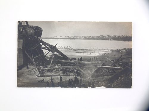 View of train derailment on the Canadian National Railway Bridge, Saskatoon, Canada