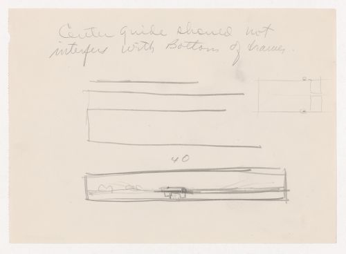 Sketches, possibly a plan and details for a drawer, probably for Illinois Institute of Technology