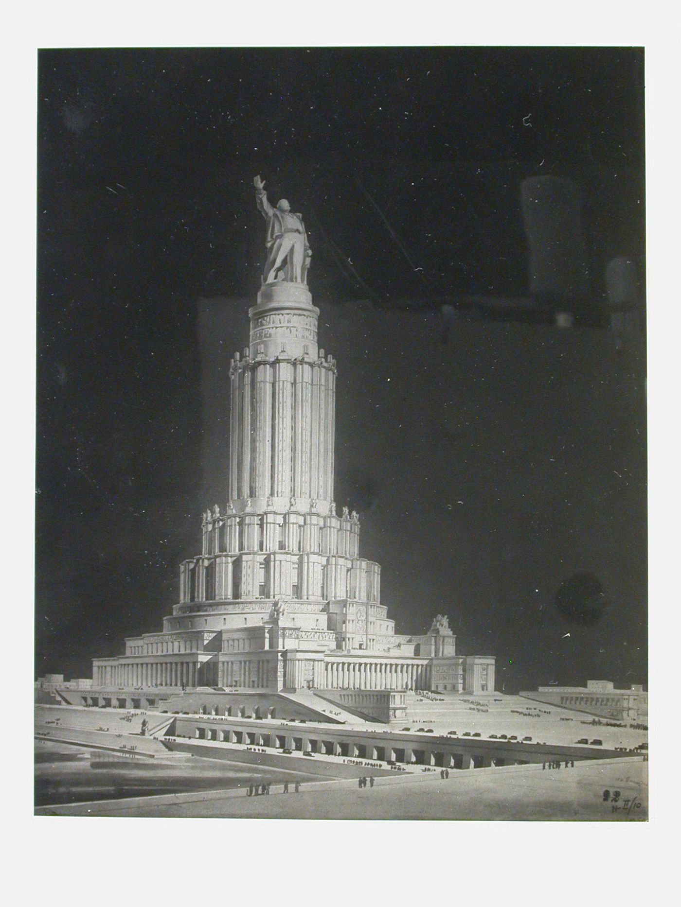 Photograph of a perspective drawing for a Palace of Soviets, Moscow
