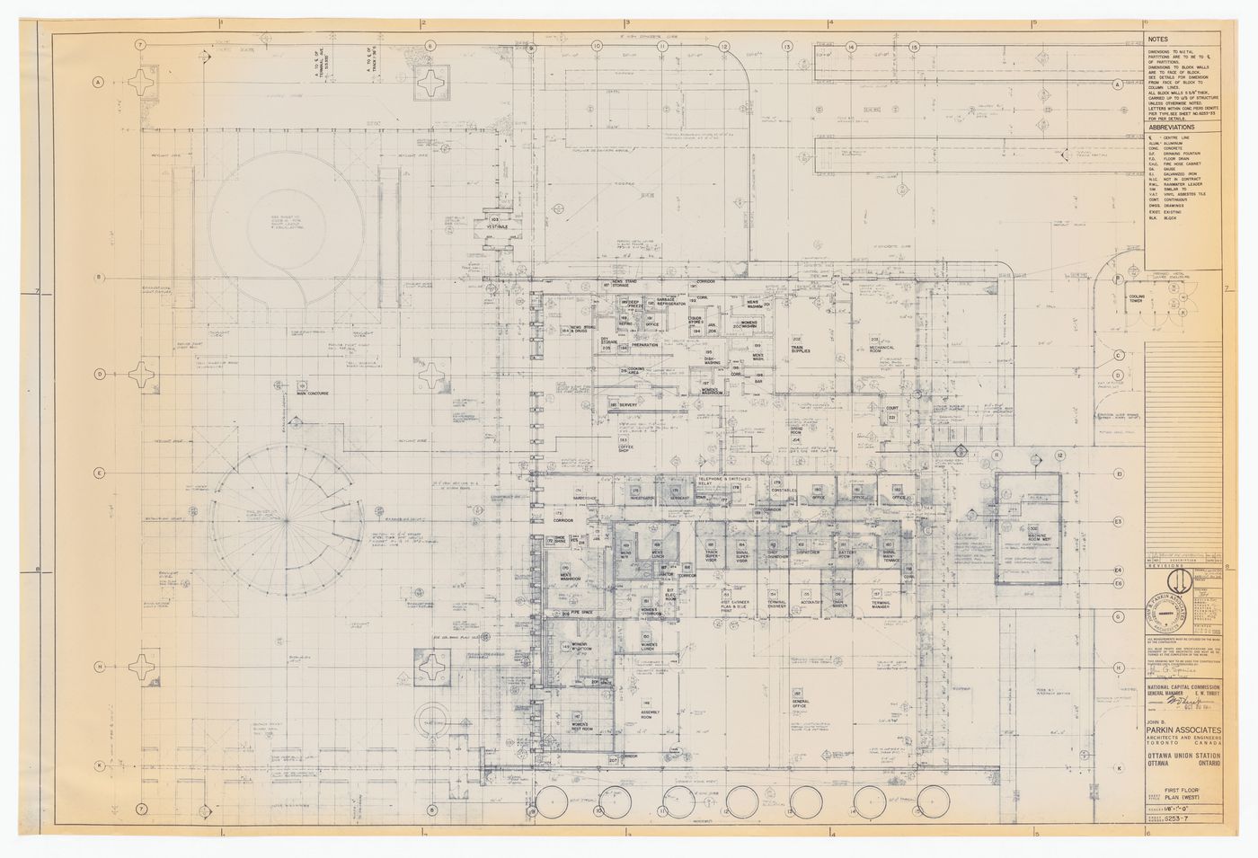 West first floor plan for Ottawa Union Station, Ottawa, Ontario