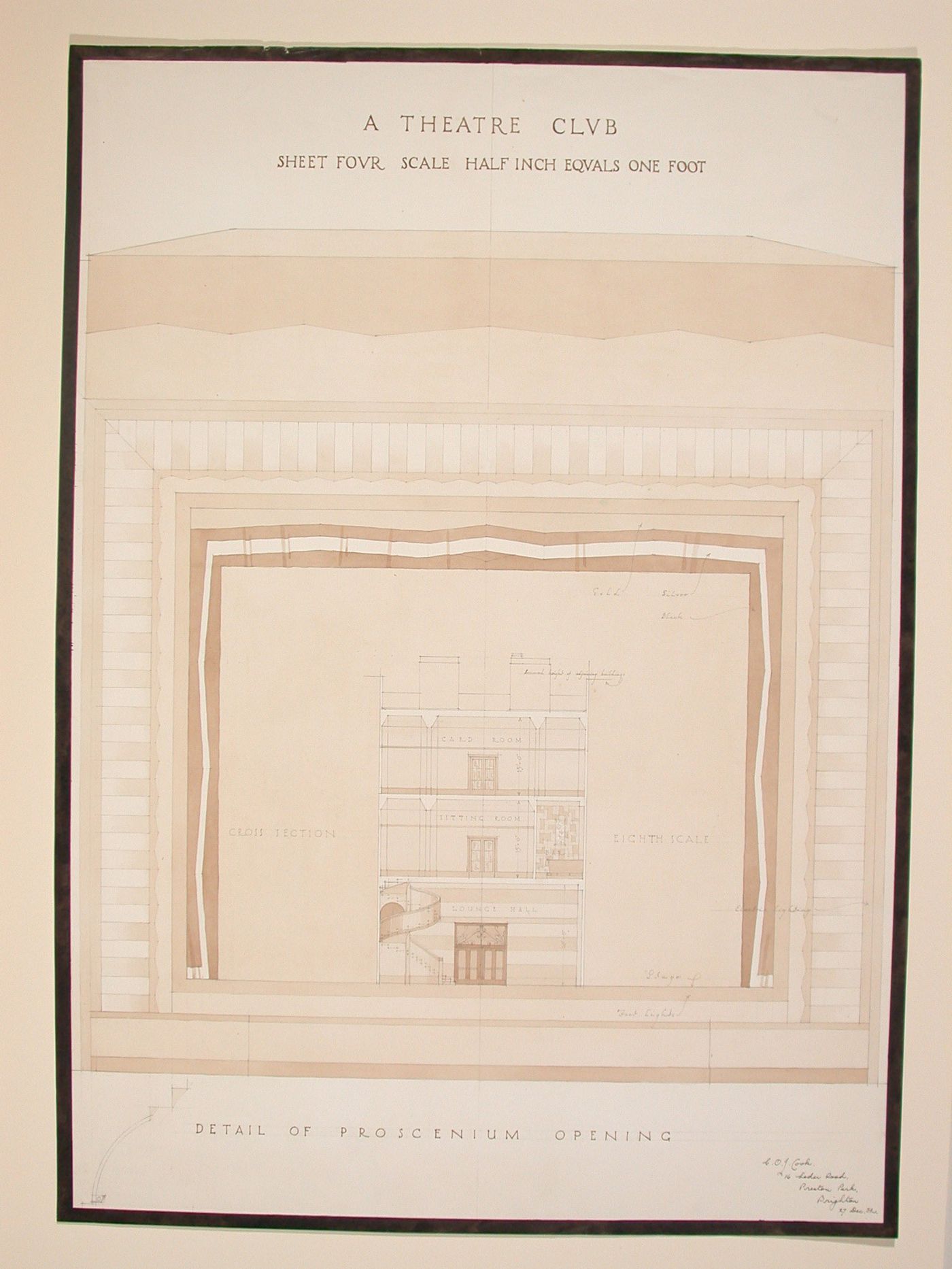 A theatre club - Sheet No. 4 - detail of proscenium opening