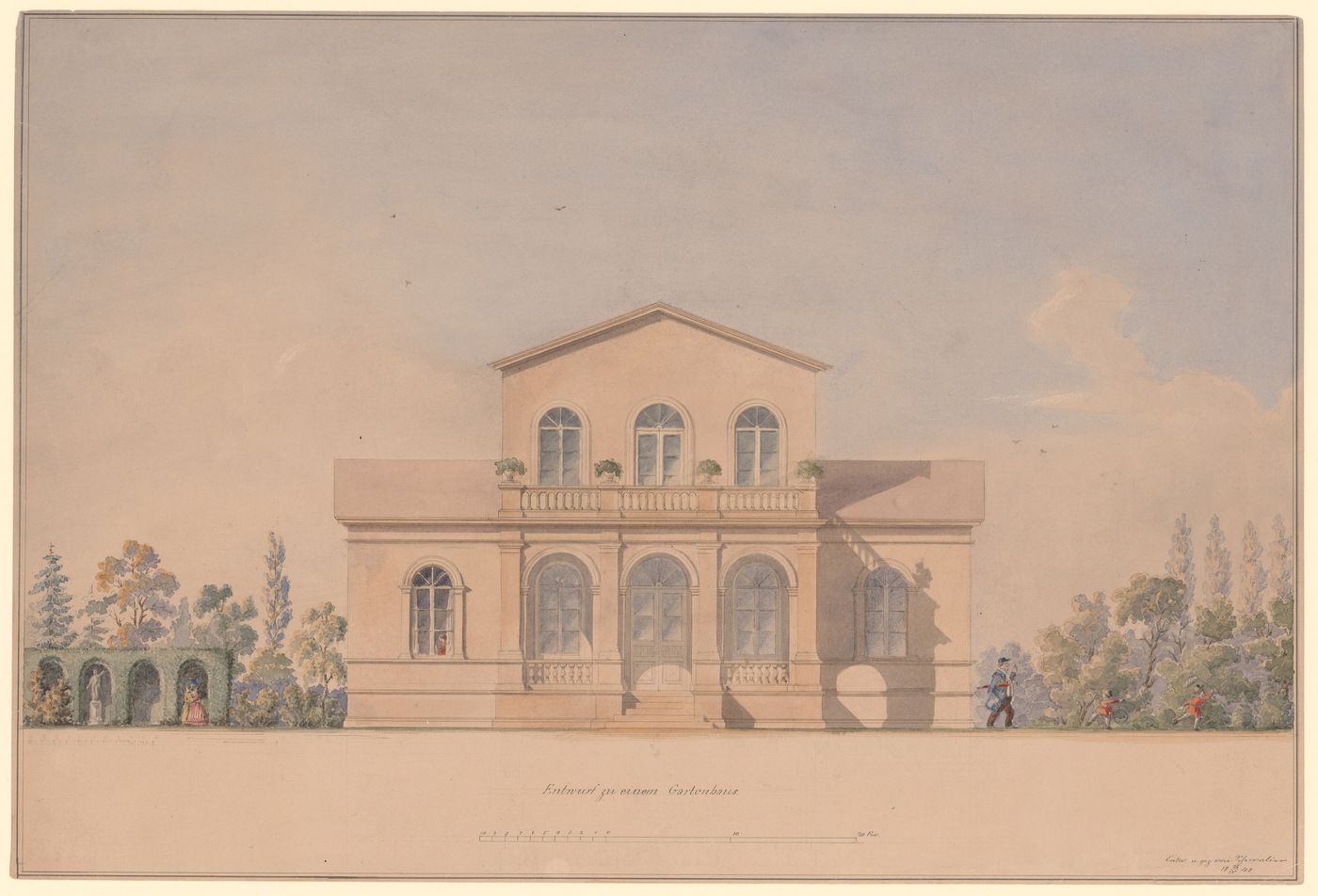 Project for villa in an English garden - elevation
