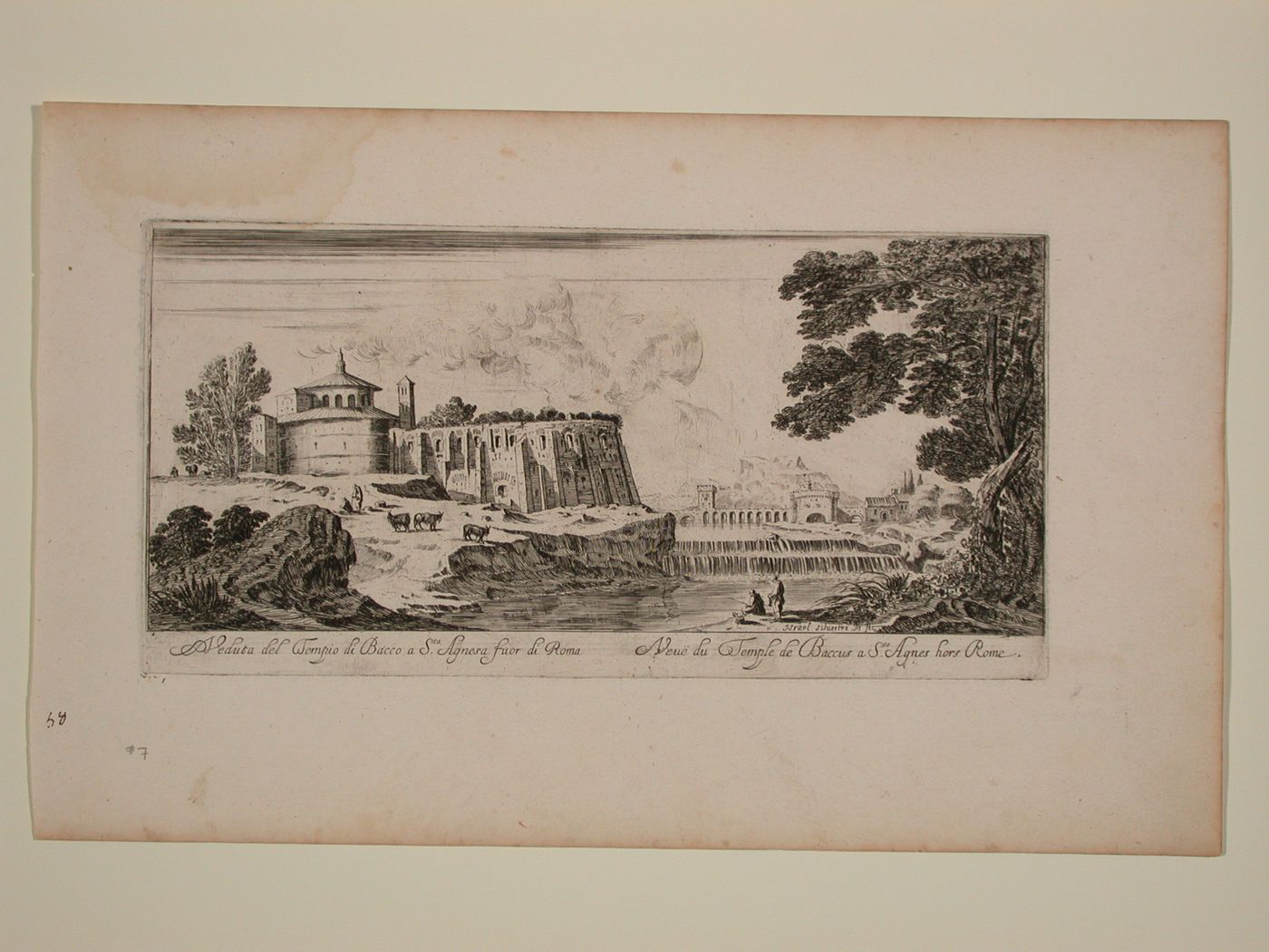 A view of the temple of Bacchus, and of Sant'Agnese Fuori Li Muri, Rome, Italy