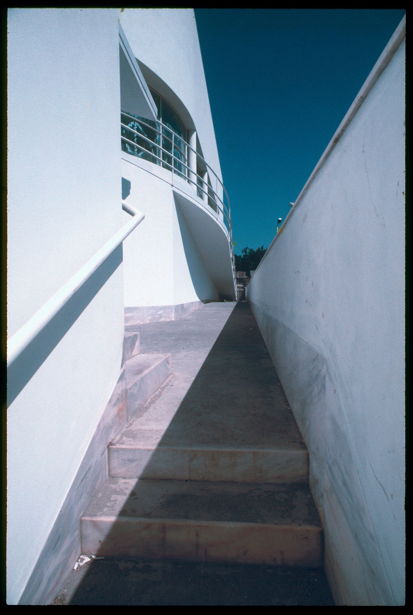 View of exterior staircase of Banco Borges & Irmão II [Borges & Irmão bank II], Vila do Conde, Portugal