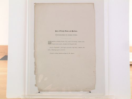 Paper describing a view of Tenby town and habour, Pembrokeshire, Wales