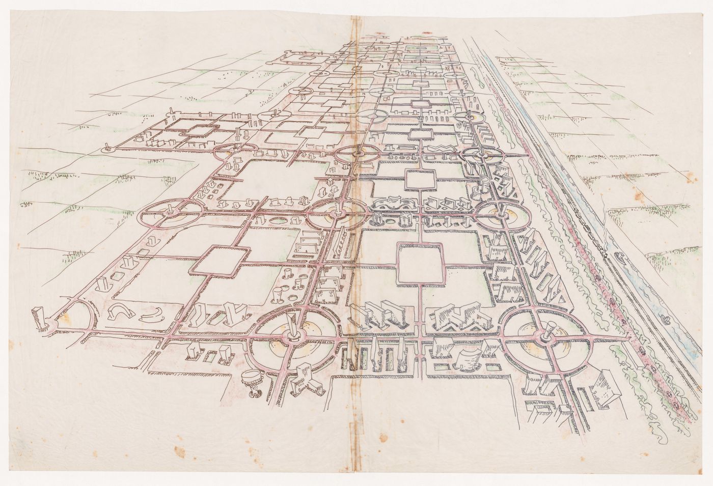 Sketch perspective for Linear City, Chandigarh, India