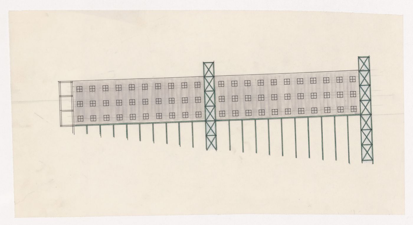 Elevation for Casa dello studente, Trieste, Italy