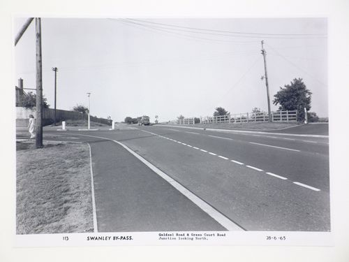 View of Goldsel Road and Green Court Road junction looking north, during construction of the Swanley Bypass, England
