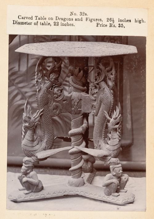 View of a table, F. Beato Limited, C Road, Mandalay, Burma (now Myanmar)