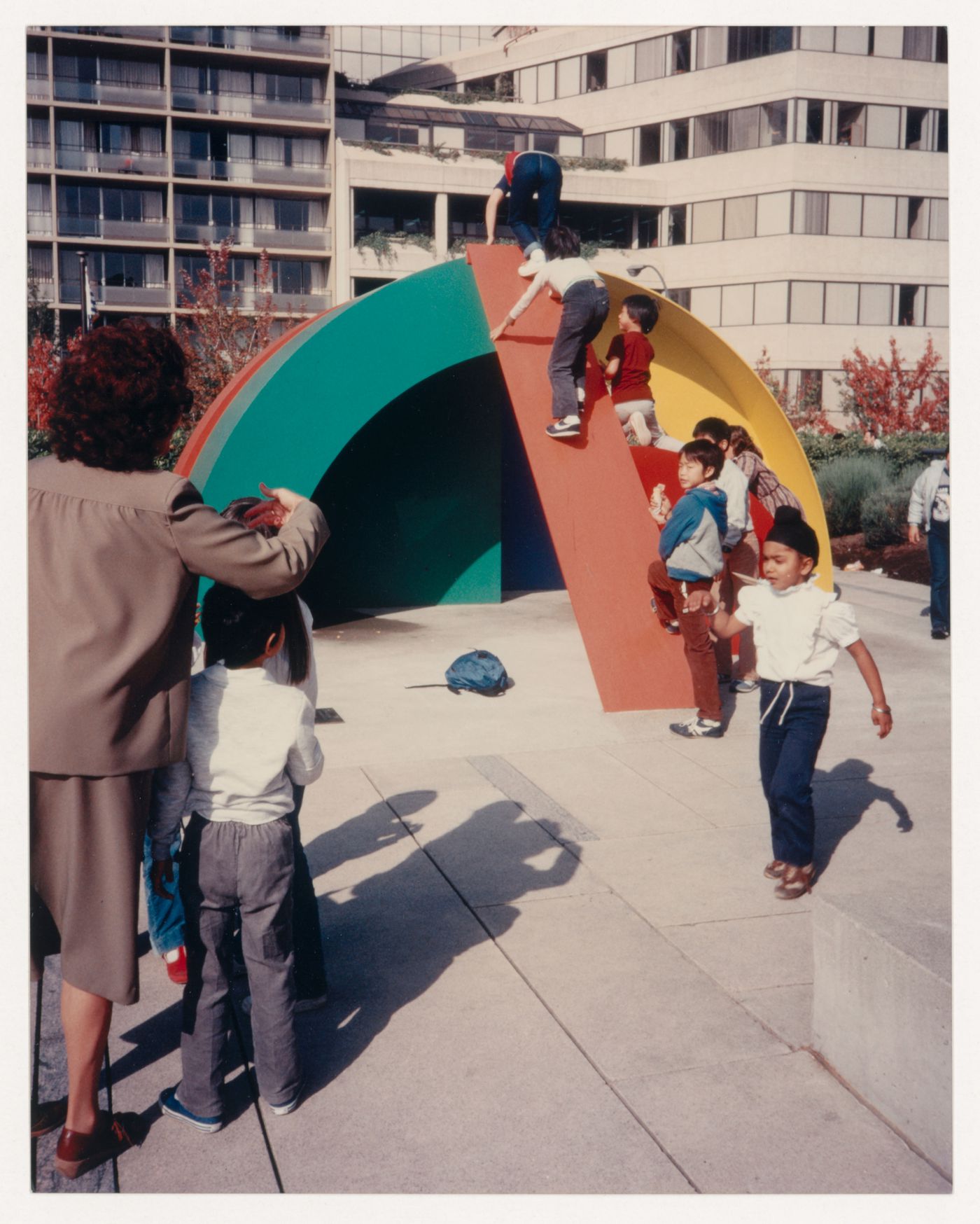 View of children playing in Talmud Torah School Playground, Vancouver, British Columbia