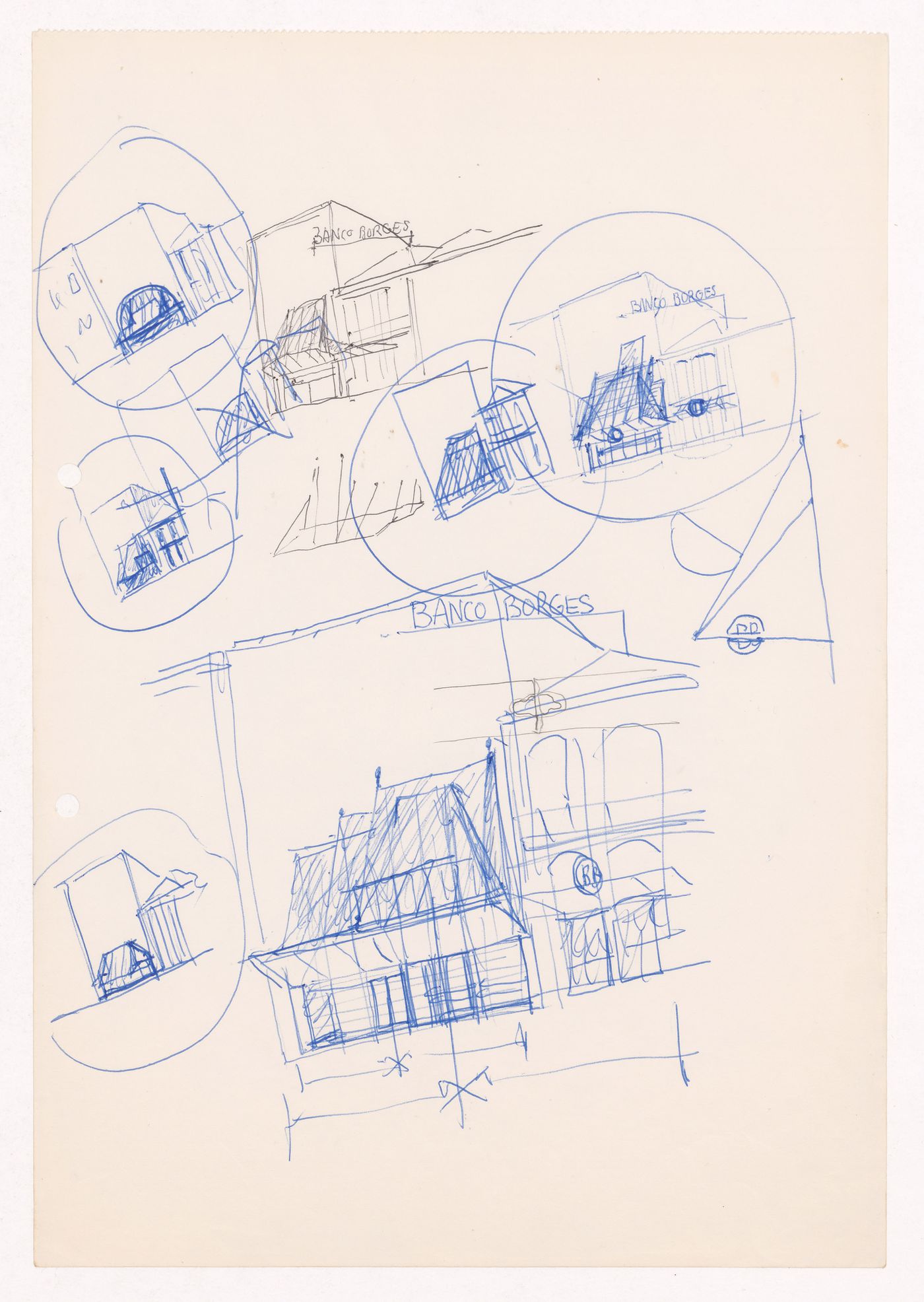 Sketch perspective for Banco Borges & Irmão, Vila do Conde, Portugal
