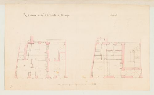 Project for the enlargement of the prison near the Préfecture de police, rue de Jérusalem, Paris: Ground floor and "entresol" plans for lodgings for Mr. Vachette
