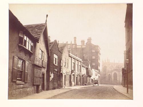 View of houses in long Millgate, Manchester, England