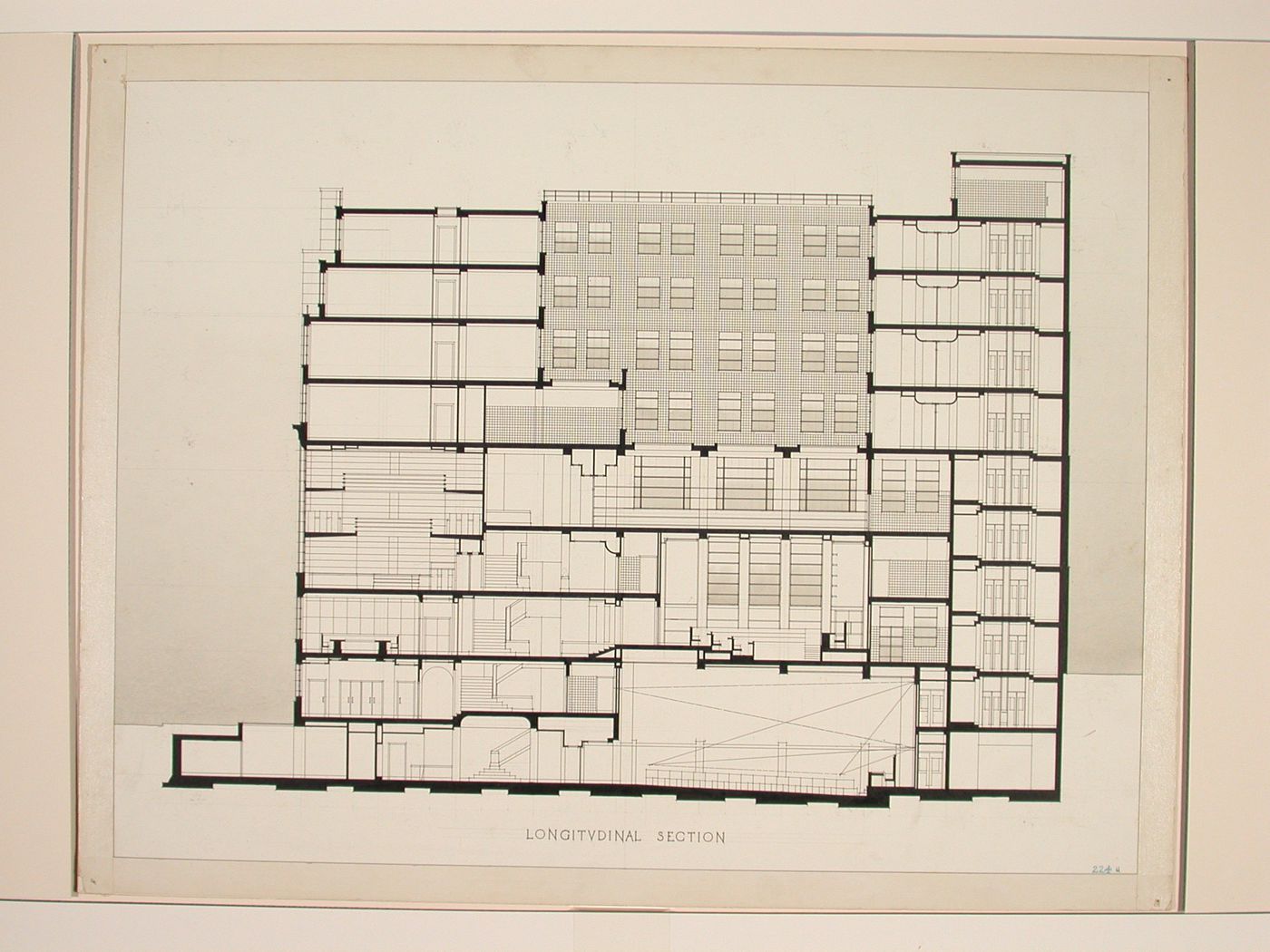 New premises for the Royal Institute of British Architects: Longitudinal section