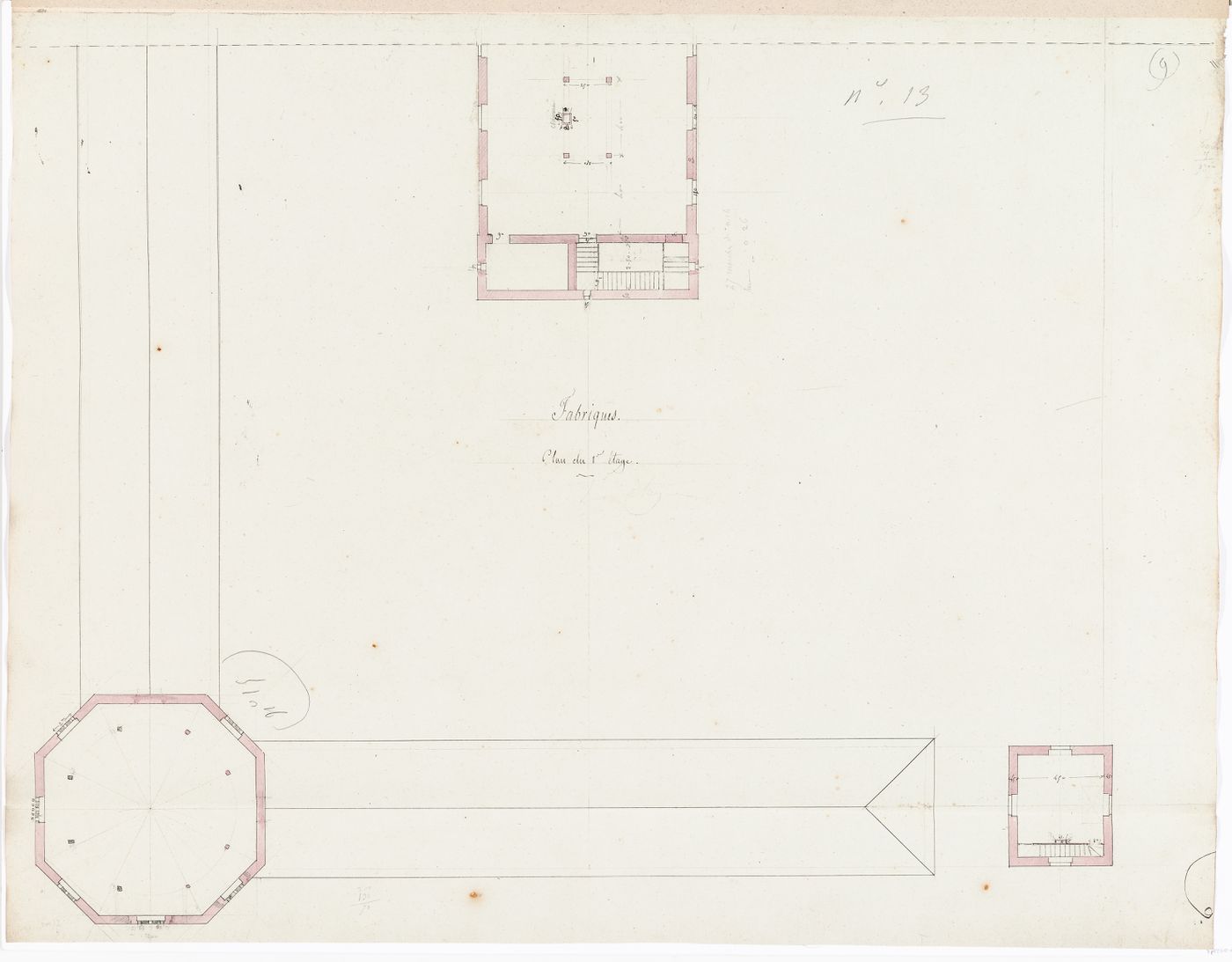 Project for Clos d'équarrissage, fôret de Bondy: First floor plan for the factory for the preservation of muscles