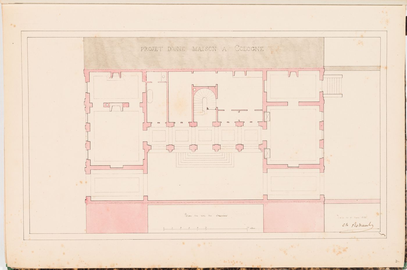 Ground floor plan for a three-storey house, Cologne