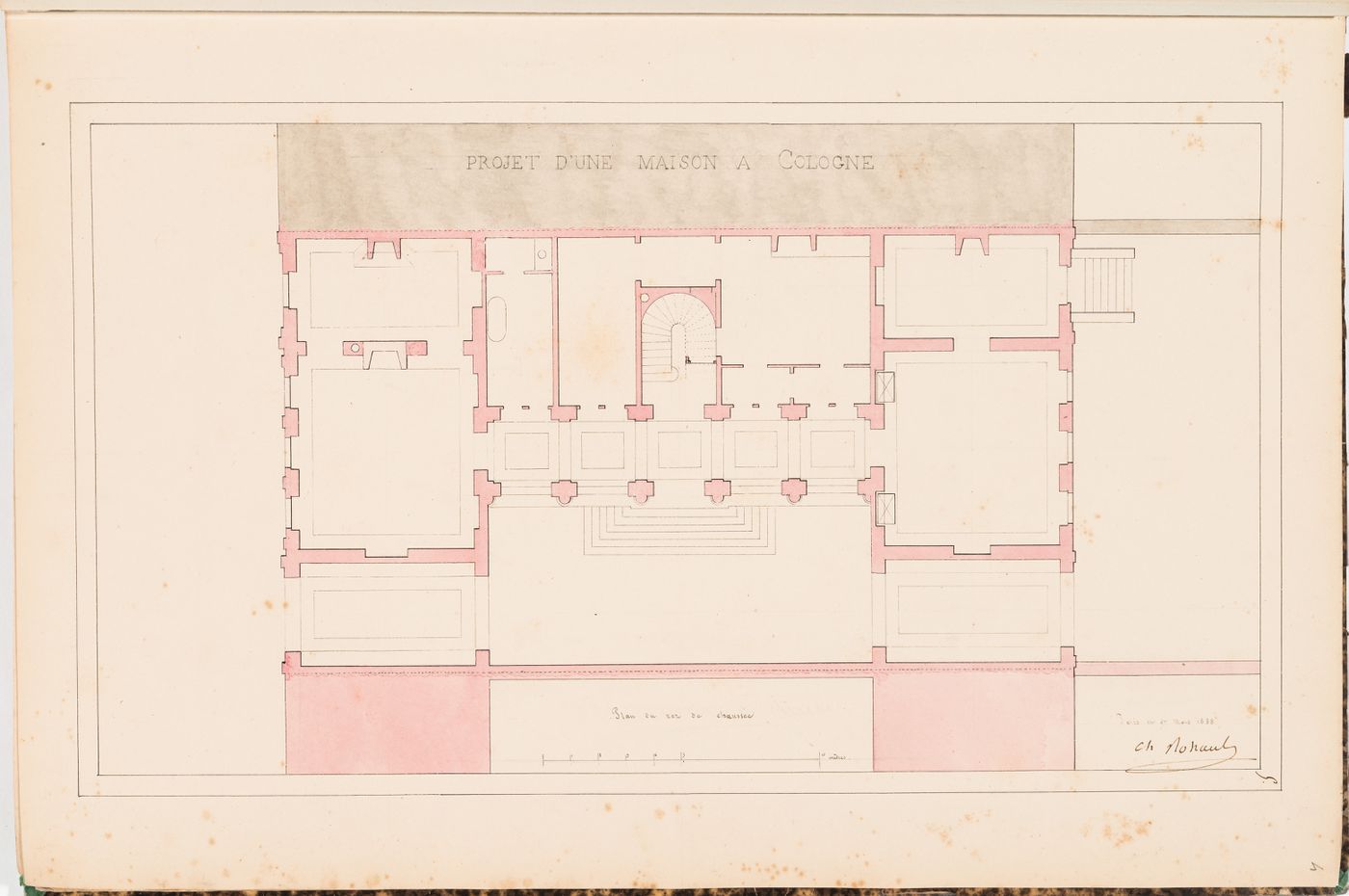 Ground floor plan for a three-storey house, Cologne