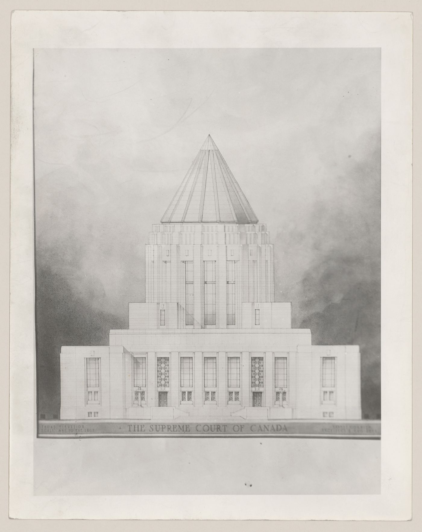 Photographie d'un dessin de présentation titré "The Supreme Court of Canada", Cour suprême du Canada, Ottawa, Ontario, Canada