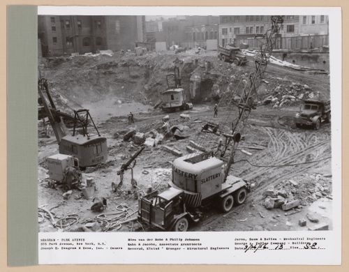 Seagram building under construction, 375 Park avenue, New York, N.Y., south-east view
